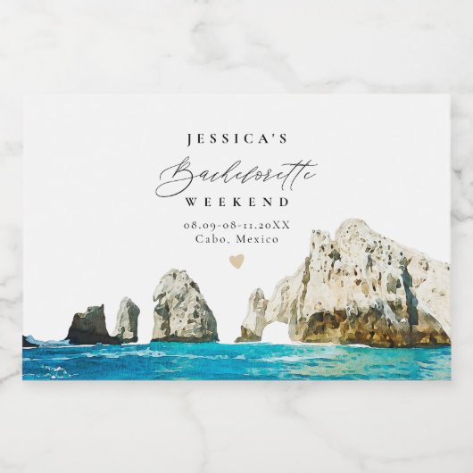 CABO Mexico Tropical Beach Bachelorette Wochenende Schaumweinetikett (Einzelnes Label)