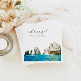 CABO Mexico Watercolor Beach Skyline Wedding Serviette