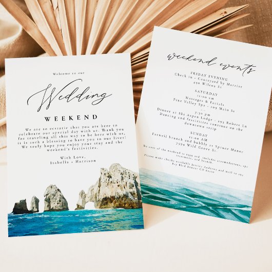 Cabo Mexico Wedding Welcome Letter Itinerary Einladung
