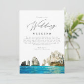 Cabo Mexico Wedding Welcome Letter Itinerary Einladung (Stehend Vorderseite)