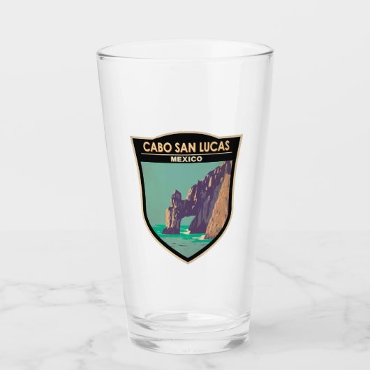Cabo San Lucas Arch Mexico Retro Distressiver Krei Glas (Vorderseite)