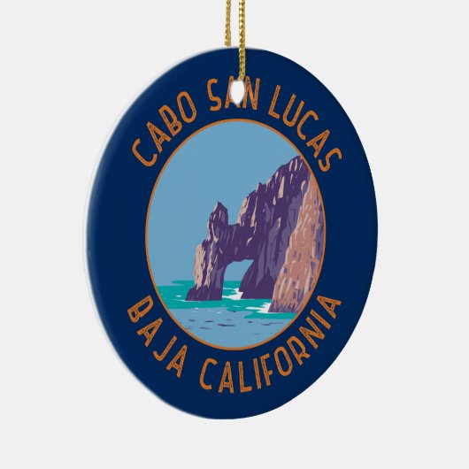 Cabo San Lucas Arch Mexico Retro Distressiver Krei Keramik Ornament (Rechts)