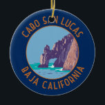 Cabo San Lucas Arch Mexico Retro Distressiver Krei Keramik Ornament<br><div class="desc">Cabo San Lucas im Stil der Vektorkunst. Cabo San Lucas,  eine Resort-Stadt an der Südspitze der mexikanischen Halbinsel Baja California,  ist bekannt für seine Strände,  Wassersportaktivitäten und das Nachtleben.</div>