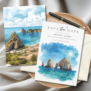 Cabo San Lucas Blaue Aquarell-Arch Save-the-Date-K Einladung