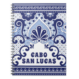 Cabo San Lucas Blue & White Mexican Talavera Tile Notizblock