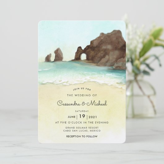 Cabo San Lucas | El Arco | HOCHZEIT IN URLAUBSORT Einladung (Stehend Vorderseite)