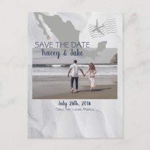 Cabo San Lucas Hochzeit in Urlaubsort Save the Dat Ankündigungspostkarte