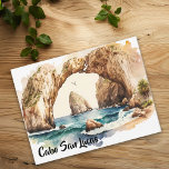 Cabo San Lucas Mexico Beach Wasserfarbe Postkarte<br><div class="desc">Dieses Design kann durch Auswahl der Option Design bearbeiten personalisiert werden. Sie können auch auf andere Gegenstände übertragen. Kontaktieren Sie mich unter colorflowcreations@gmail.com oder nutzen Sie die Chat-Option oben auf der Seite, wenn Sie dieses Design auf einem anderen Produkt haben möchten oder Hilfe bei diesem Design benötigen. Sehen Sie mehr...</div>