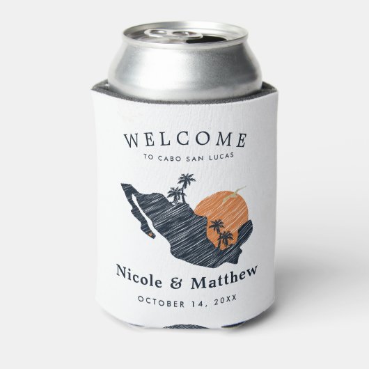 Cabo San Lucas Mexico Navy Karte Hochzeit Willkomm Dosenkühler (Kanne Rückseite)