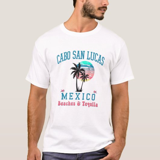 Cabo San Lucas Mexico Tequila Beach Sunset Palm Tr T-Shirt (Vorderseite)