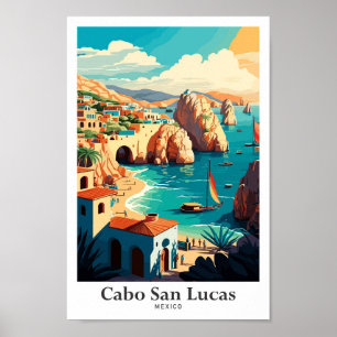 Cabo San Lucas Mexico Vintage Reise Illustration Poster