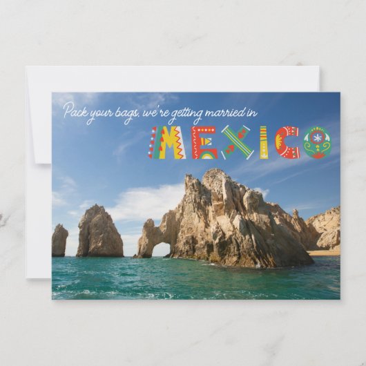Cabo San Lucas Mexiko Hochzeit Retten Sie das Datu Ankündigung (Vorderseite)