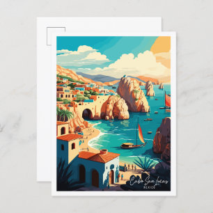 Cabo San Lucas Mexiko Vintage Illustration Postkarte