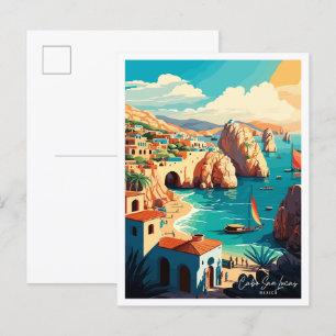 Cabo San Lucas Mexiko Vintage-Reiseillustration Postkarte