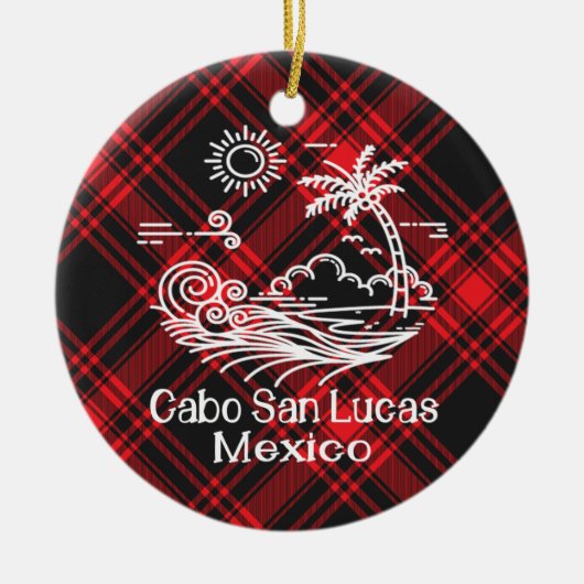 Cabo San Lucas Red Tartan Weihnachten Keramik Ornament (Vorne)