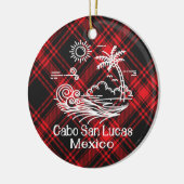 Cabo San Lucas Red Tartan Weihnachten Keramik Ornament (Links)