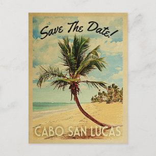 Cabo San Lucas Save The Date Vintage Strand Palme Ankündigungspostkarte