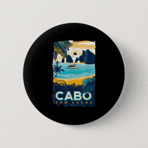 Cabo San Lucas Tropical Beach Mexiko Reise Vintag Button