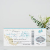 Cabo Save the Date Boarding Pass nach Mexiko (Stehend Vorderseite)
