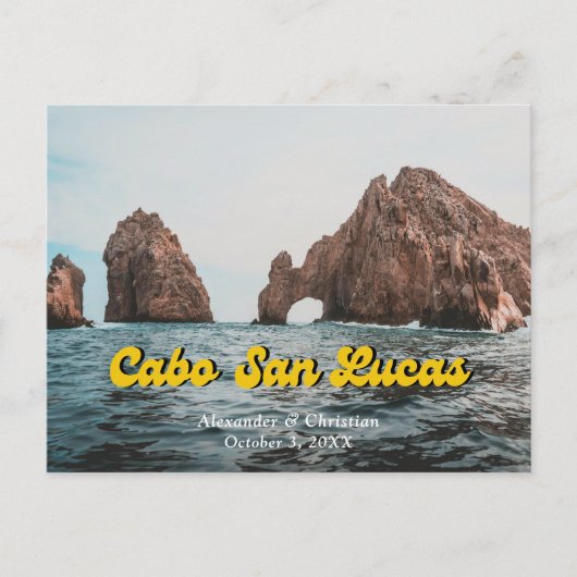 Cabo Save the Date Postcard Mexico Wedding Postkarte (Vorderseite)