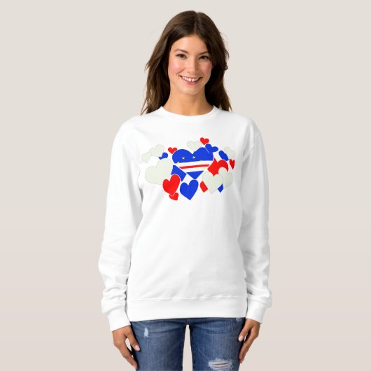 Cabo Verde Flag Hearts Sweatshirt (Vorne ganz)