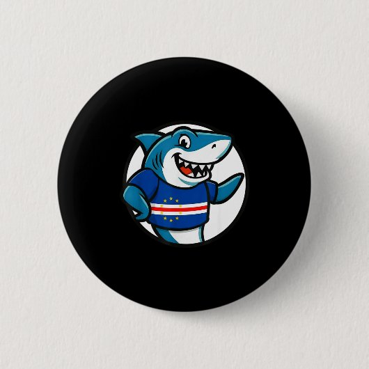 Cabo Verde Flag Shark Funny Cabo Verdean  Button (Vorderseite)