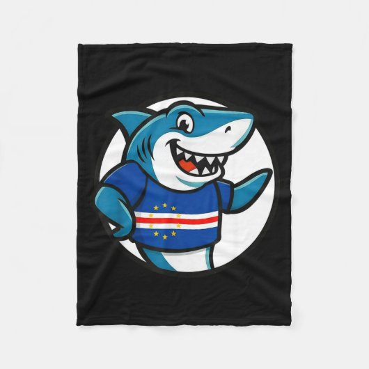 Cabo Verde Flag Shark Funny Cabo Verdean Fleecedecke (Vorderseite)