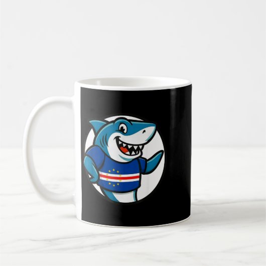 Cabo Verde Flag Shark Funny Cabo Verdean  Kaffeetasse (Links)