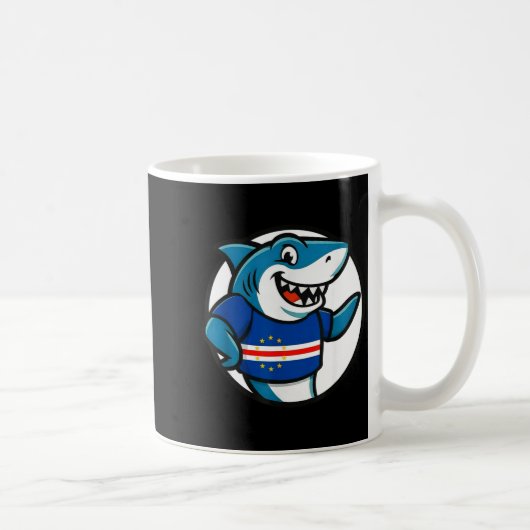 Cabo Verde Flag Shark Funny Cabo Verdean Kaffeetasse (Rechts)