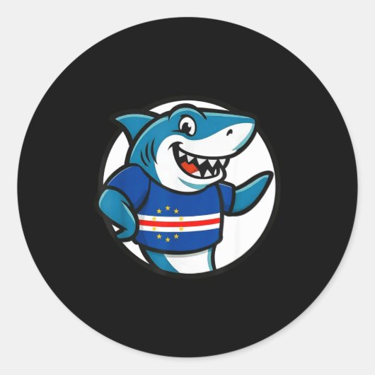 Cabo Verde Flag Shark Funny Cabo Verdean Runder Aufkleber (Vorderseite)