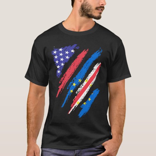 Cabo Verdean American Patriot Grown Heart Flag Str T-Shirt (Vorderseite)