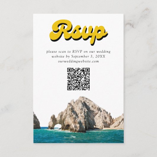 Cabo Wedding Einladung Retro UAWG QR Code Umschlie (Vorderseite)