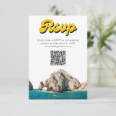 Cabo Wedding Einladung Retro UAWG QR Code Umschlie (Stehend Vorderseite)