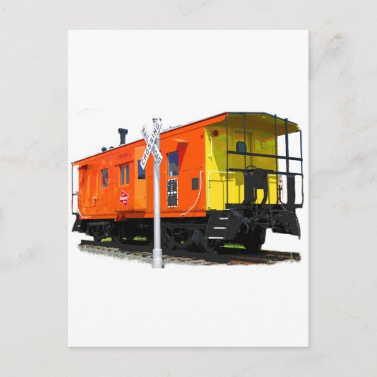 Caboose- und Eisenbahnübergangszeichen Postkarte (Vorderseite)