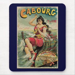 Cabourg, France Beach Resort, Vintage Travel Art Mousepad