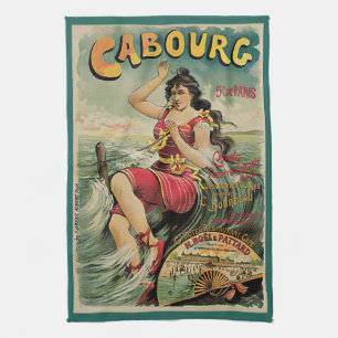 Cabourg, Frankreich Beach Resort, Vintage Reise Ku Geschirrtuch
