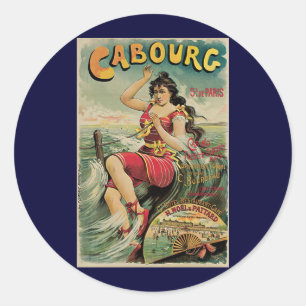 Cabourg, Frankreich Strand Resort, Vintage Reise K Runder Aufkleber