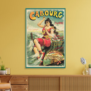 Cabourg, Frankreich Strandresort, Vintage Reise Ku Leinwanddruck