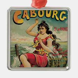 Cabourg, Frankreich Strandresort, Vintage Reise Ku Silbernes Ornament