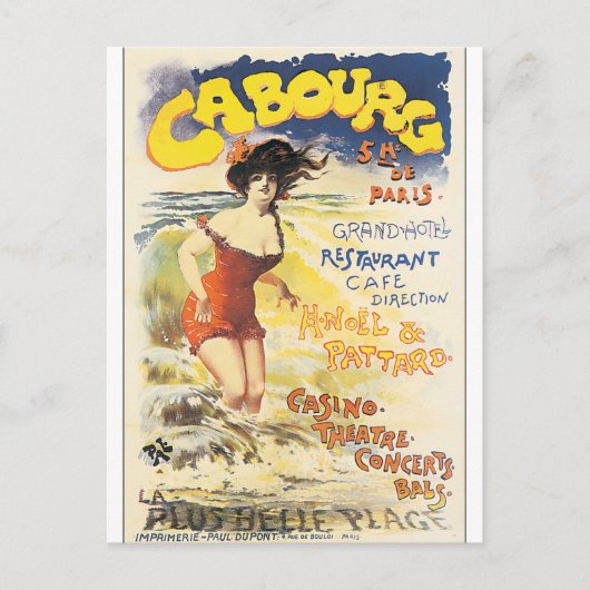Cabourg Vintage Travel Poster Postkarte (Vorderseite)