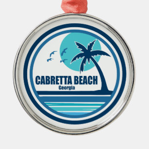 Cabretta Beach Georgia Palm Tree Birds Ornament Aus Metall