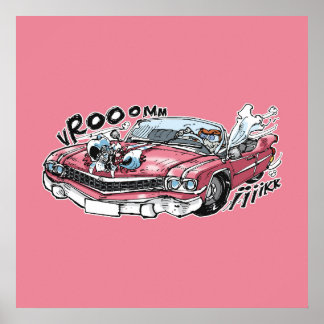 Cabrio-Babyantrieb auf rosa cadillac Poster