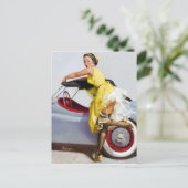 Cabrio Pin Up Postkarte (Stehend Vorderseite)