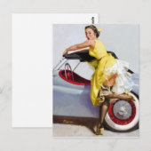 Cabrio Pin Up Postkarte (Vorne/Hinten)