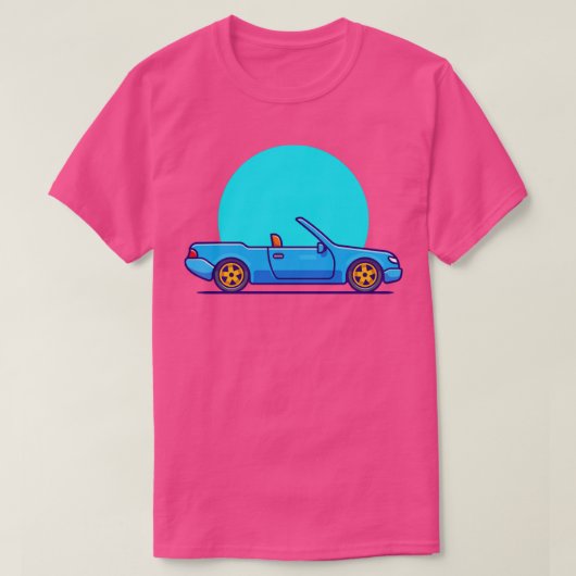 Cabriolet Car Cartoon Illustration T-Shirt (Design vorne)