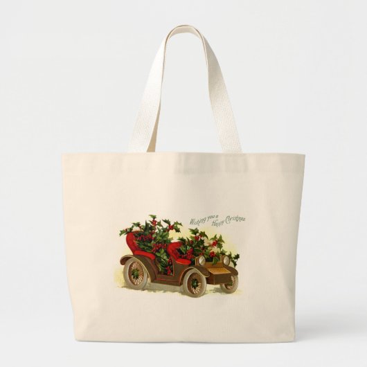 Cabriolet gefüllt mit Stechpalmen-Vintagem Jumbo Stoffbeutel (Vorne)