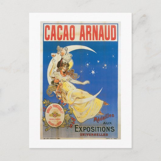 Cacao Arnaud Vintage Schokolade Drink und Kunst Postkarte (Vorderseite)