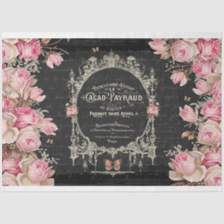 Cacao Chaud et Rose Rosa Schmetterlinge Dekoupage Seidenpapier