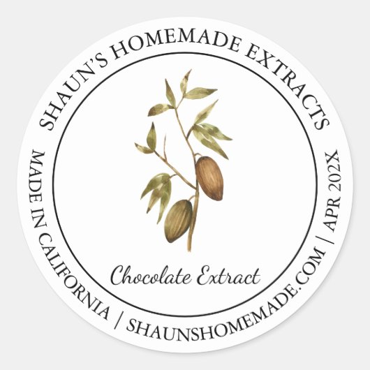 Cacao Chocolate Extract Modernes Label Runder Aufkleber (Vorderseite)