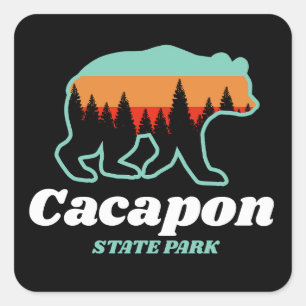 Cacapon Resort Staat Park West Virginia Bären Retr Quadratischer Aufkleber